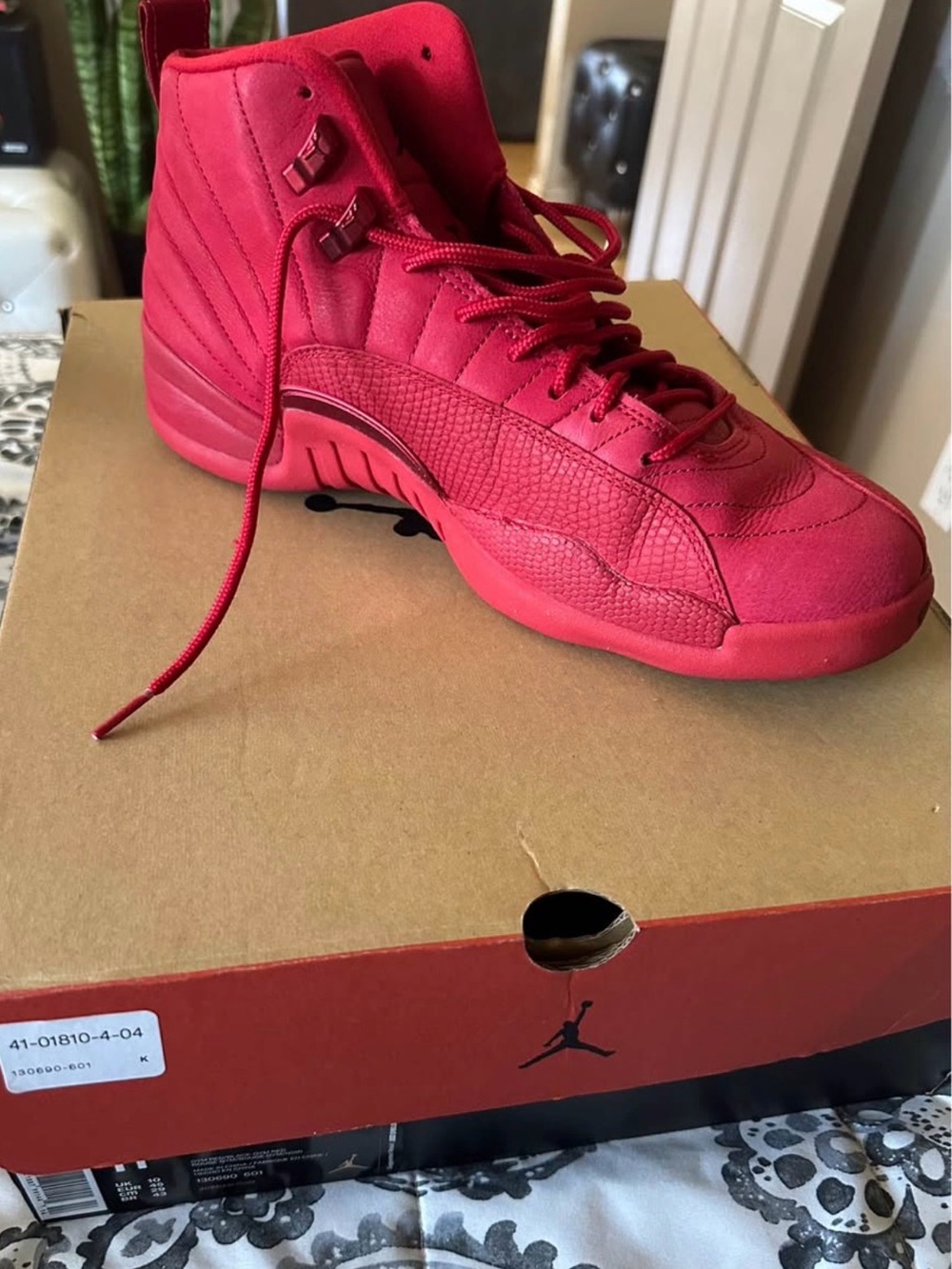 Jordan Retro 12 All-Red High-Top Basketball Sneaker